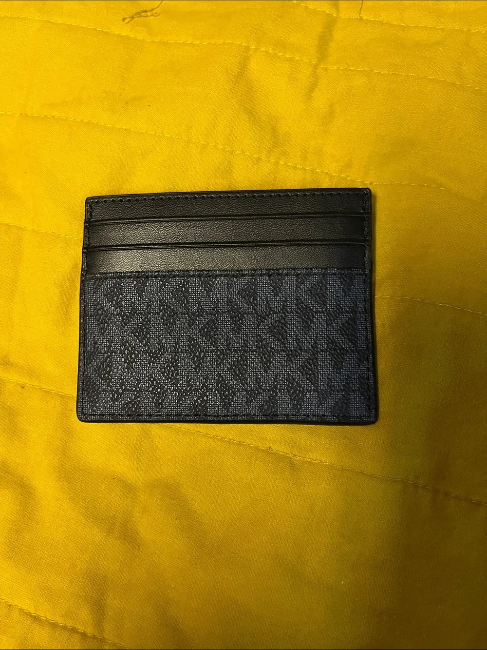 Michael Kors Black Card Holder with Blue and White Stripes
